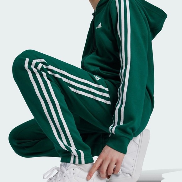 adidas Pants - adidas Green tracksuit with White Three-Stripes